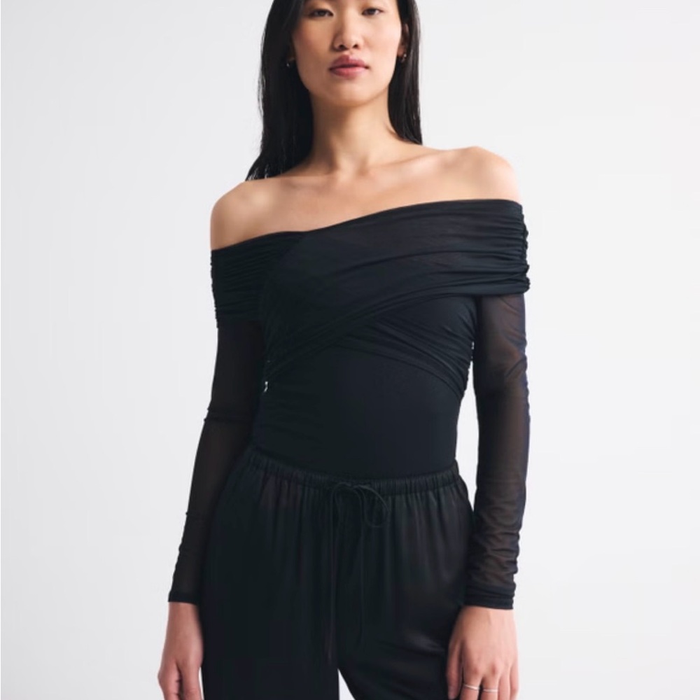 Abercrombie & Fitch Black Draped Bodysuit